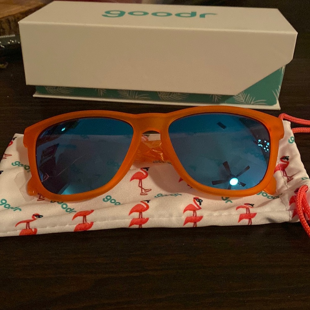 Goodr OG sunglasses. Orange and blue. NWT.